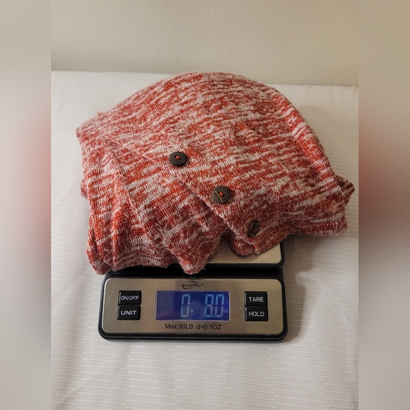 Donated! EST. 1946 Womens Heather Red Button Back Leather Elbow Patches sz L - Picture 10 of 10